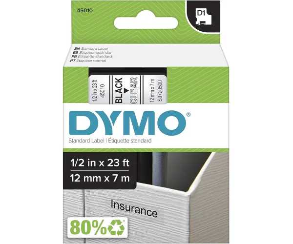 DYMO D1 Standard Labels for LabelManager Label Makers, 1/2