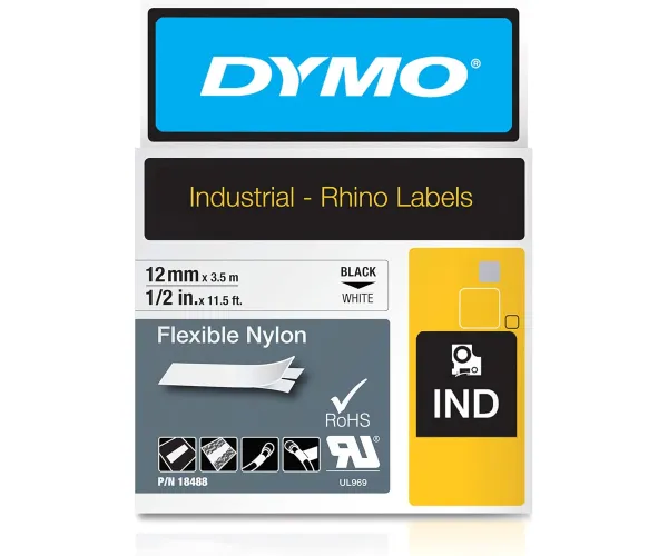 Dymo Rhino Industrial Flexible Nylon Labels Authentic Dymo Labels, For Labeling Wires, Cables And More (1/2