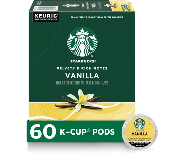 Starbucks Flavored K-Cup Coffee Pods — Vanilla for Keurig Brewers — 6 boxes (60 pods total) Vanilla 10 Count (Pack of 6)