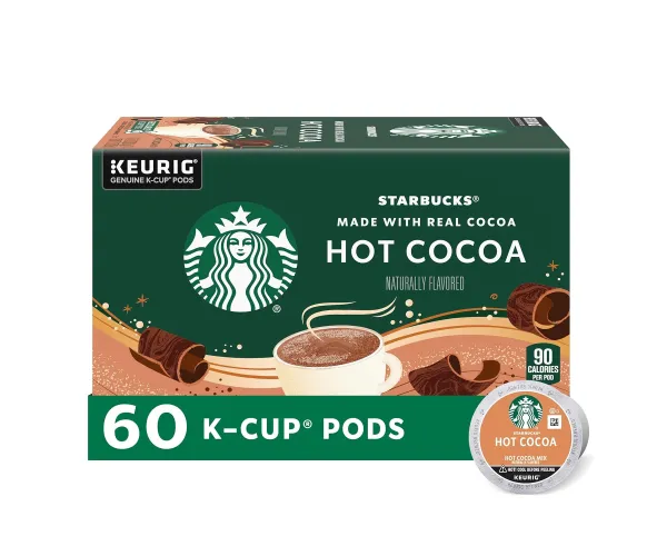 Starbucks Coffee K-Cup Pods, Naturally Flavored Hot Cocoa For Keurig Coffee Makers, 6 Boxes (60 Pods Total) Classic Hot Cocoa 10 Count (Pack of 6)
