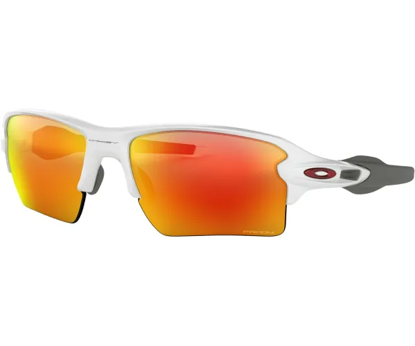 Oakley Men's Flak 2.0 XL OO9188-07 Rectangular Sunglasses Polished White/Prizm Ruby Prizm Ruby
