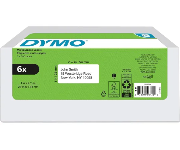 DYMO Authentic LW Multi-Purpose Labels for LabelWriter Label Printers, White, 1
