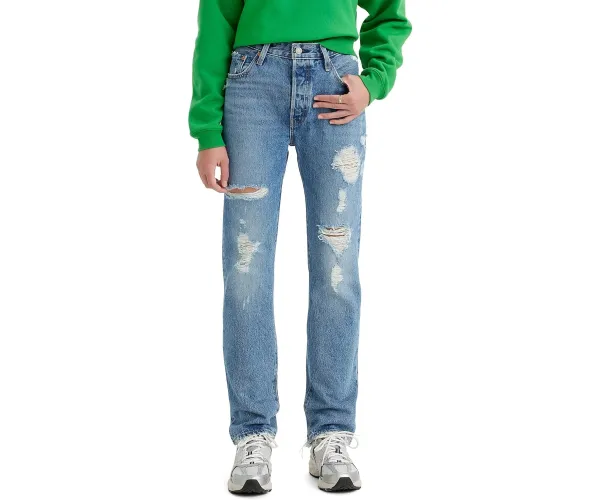 Levi's Women's Premium 501 Original Fit Jeans 23 Regular Hits Different - Light Indigo