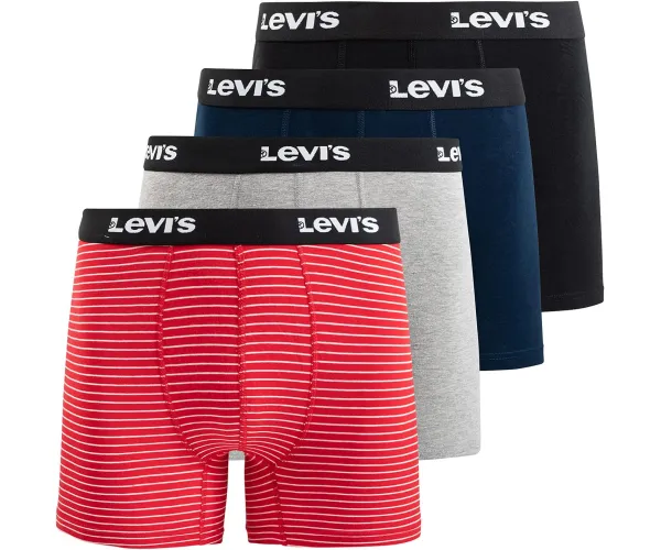 Levi's Mens Boxer Briefs Breathable Stretch Underwear 4 Pack 4 Pack W/ Black,navy,h.grey,red Stripe Large