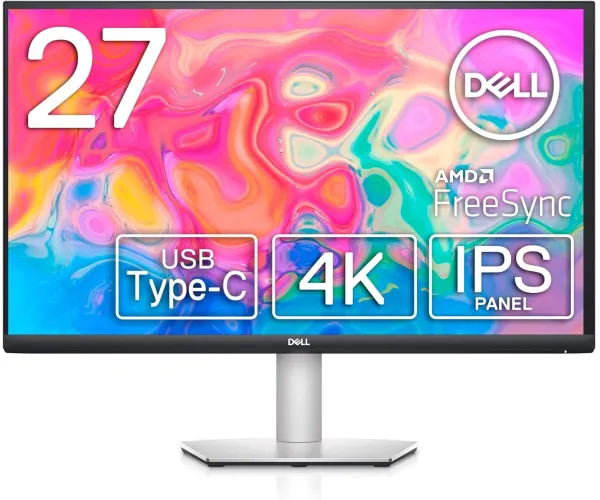 Dell S2722QC 27-inch 4K USB-C Monitor - UHD (3840 x 2160) Display, 60Hz Refresh Rate, 8MS Grey-to-Grey Response Time (Normal Mode), Built-in Dual 3W Speakers, 1.07 Billion Colors Platinum Silver 27 Inches S2722QC