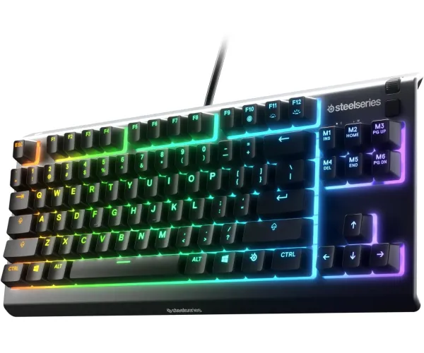 SteelSeries Apex 3 TKL RGB Gaming Keyboard – Tenkeyless Compact Form Factor - 8-Zone RGB Illumination – IP32 Water & Dust Resistant – Whisper Quiet Gaming Switch – Gaming Grade Anti-Ghosting,Black Apex 3 TKL Whisper Quiet – Tactile & Silent