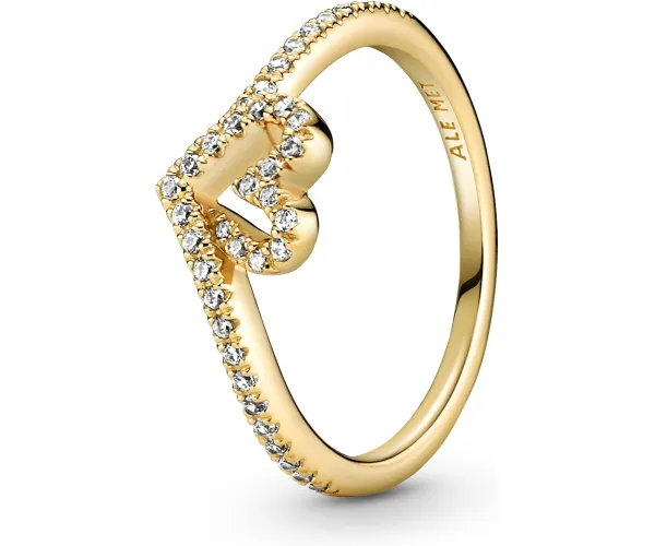 Pandora Timeless Wish Sparkling Heart Ring - Mother's Day Gift - Hand-Finished 14k Gold-Plated Shine with Cubic Zirconia 8.5 No Gift Box