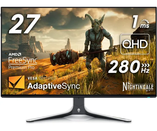 Alienware AW2723DF Gaming Monitor - 27-inch (2560 x 1440) 240Hz Display (DP 1.4), 1ms Response Time, NVIDIA G-Sync, Preset OSD Modes, Height/Tilt/Swivel/Pivot Adjustability - Lunar Light 27 Inches 240 Hz AW2723DF