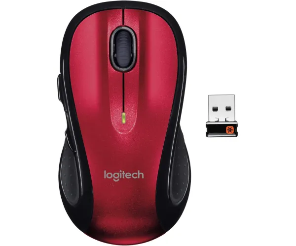Logitech M510 Wireless Computer Mouse – Comfortable Shape with USB Unifying Receiver, Back/Forward Buttons and Side-to-Side Scrolling - Red