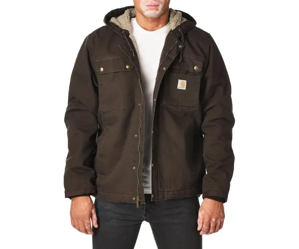 Carhartt Men's Relaxed Fit Washed Duck Sherpa-Lined Utility Jacket Large Dark Brown