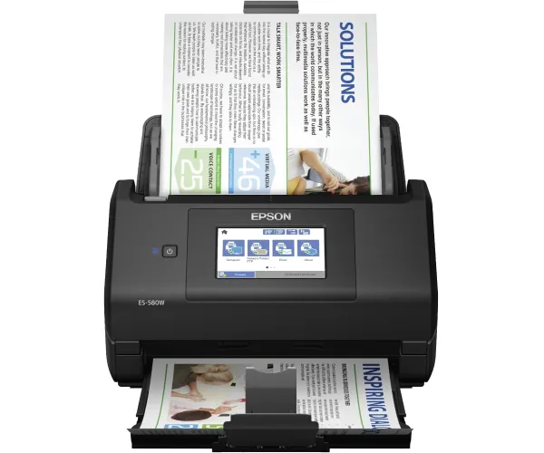 Epson Workforce ES-580W Wireless Color Duplex Desktop Document Scanner for PC and Mac with 100-sheet Auto Document Feeder (ADF) and Intuitive 4.3