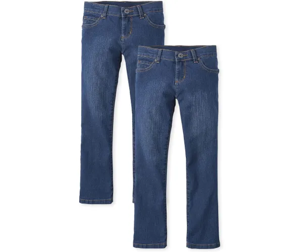 The Children's Place Girls' Multipack Basic Bootcut Jeans 6 Victory Blue Wash 2-pack