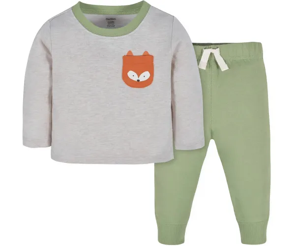 Gerber baby-boys Toddler 2-piece Long Sleeve Tee & Pull-on Jogger Set 0-3 Months Green Explore
