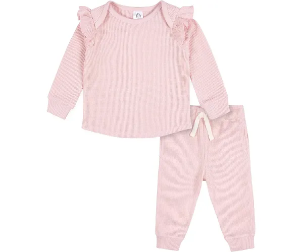 Gerber baby-girls 2-piece Long Sleeve Tee & Pull-on Jogger Set 0-3 Months Pink