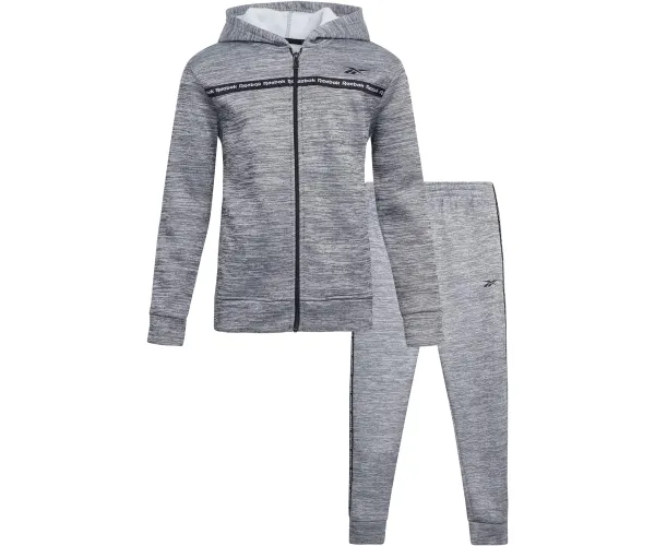 Reebok Boys' Sweatsuit Set - 2 Piece Fleece Hoodie Sweatshirt and Jogger Sweatpants (4-7) 4 Medium Grey Cationic