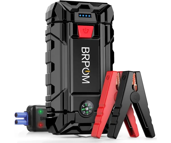 BRPOM Car Jump Starter, 2000A Peak 15800mAh (Up to 7.0L Gas or 5.5L Diesel Engine, 30 Times) 12V Auto Booster Battery Pack Jump Box with Quick Charger Smart Jump Cables