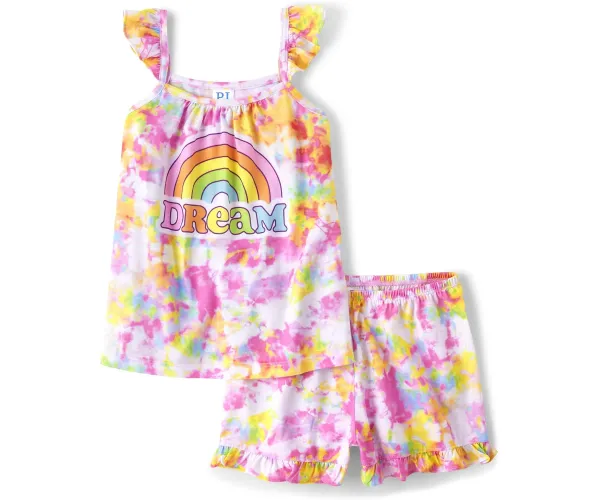 The Children's Place Girls' Sleeveless Tank Top and Shorts 2 Piece Pajama Sets, Dream Big, Large