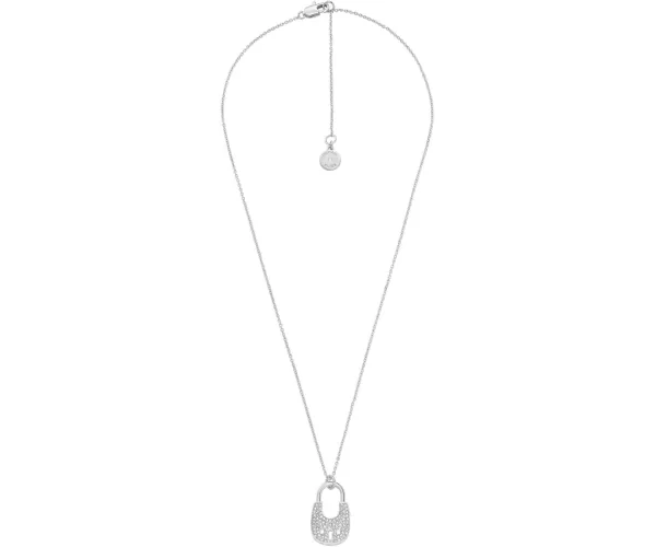 Michael Kors Silver-Tone Necklace for Women; Necklaces for Women; Jewelry for Women Lock Pendant