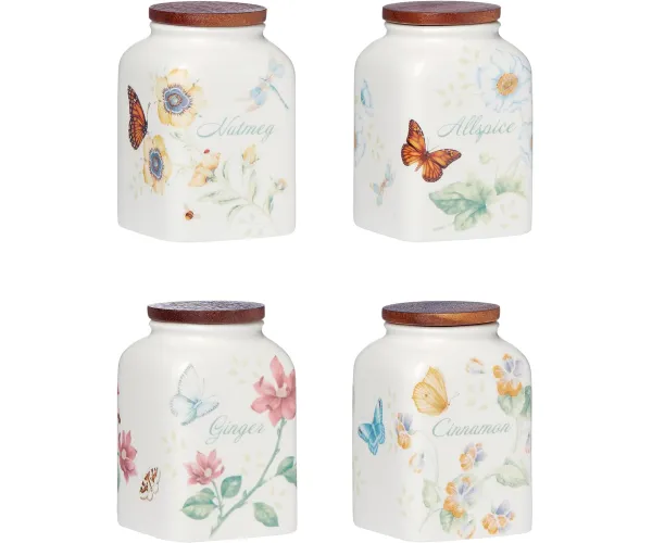 Lenox Butterfly Meadow Baking Spice Jars, Set of 4, 1.40 LB, Multi