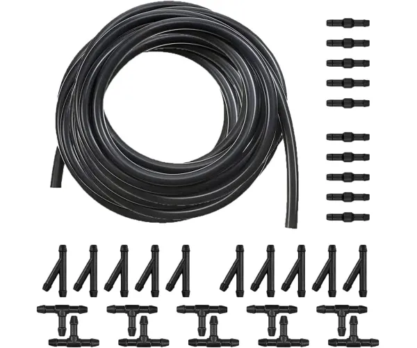 Windshield Washer Hose Kit - Includes 4 Meter Washer Fluid Hose & 30 PCS Hose Connectors, Suitable for Most Car Windshield Fluid Tubing (Black)