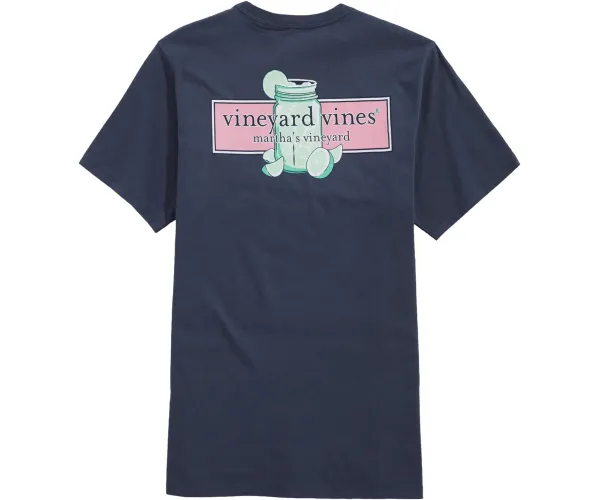Vineyard Vines Men's Margarita Logo Box Short Sleeve Pocket Tee X-Small Blue Blazer