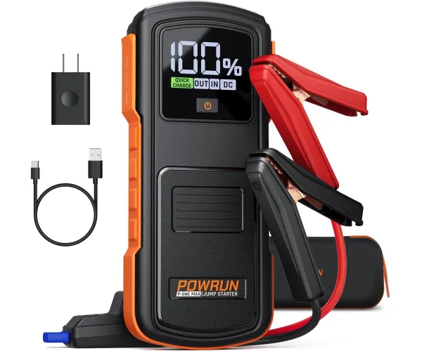 Powrun P-ONE MAX Jump Starter, 4000A Portable Jump Box, Car Jump Starter Battery Pack for All Gas or Diesel Engines up to 10.0L, 12V Car Battery Jump Starter with a Carrying Case
